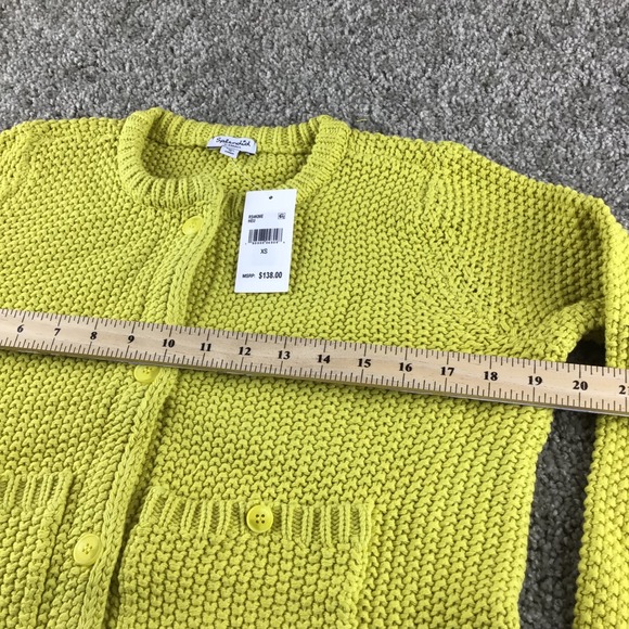 Splendid‎ Yellow Textured Knit Button Front Cropped Cardigan Sweater Size XS NWT - Picture 8 of 10
